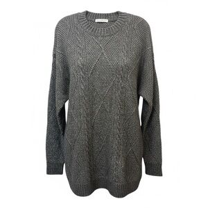 Charcoal Cable Knit Sweater Dress – Cozy & Chic Layering Piece
